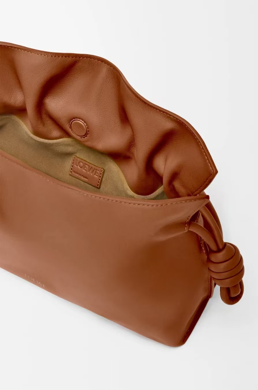 LOEWE Medium Flamenco Clutch in Squirrel Brown Napa Calfskin