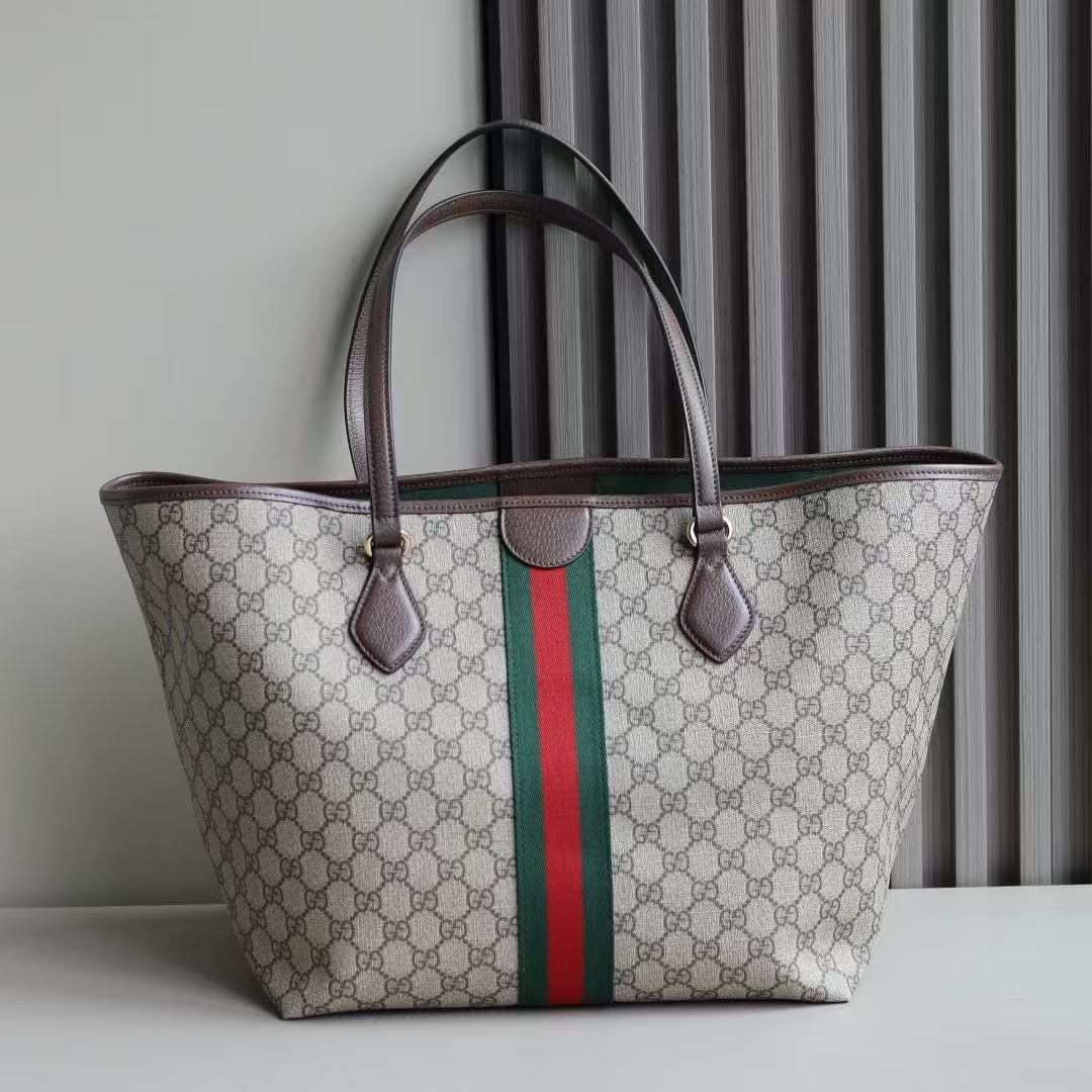 Gucci Ophidia Large Tote in Beige/Dark Brown GG Canvas