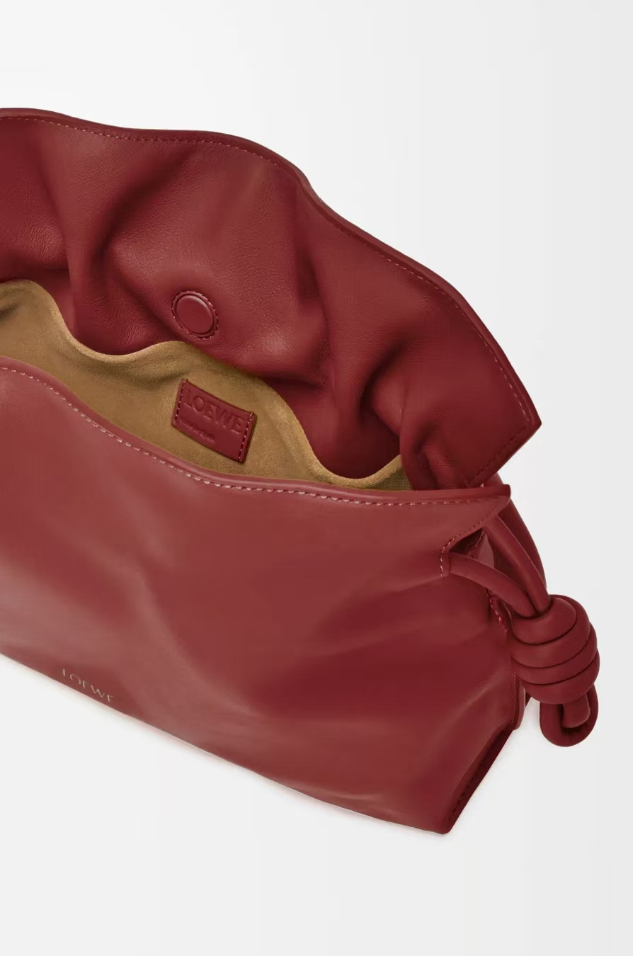 LOEWE Medium Flamenco Clutch - Caramel Red, Napa Leather & Drawstring