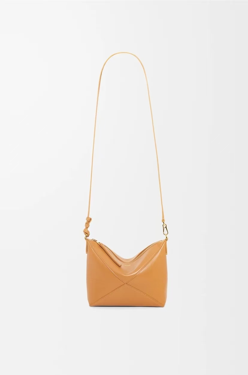 LOEWE Puzzle Fold Pouch - Warm Sand Yellow, Glossy Nappa Leather & Geometric Fold