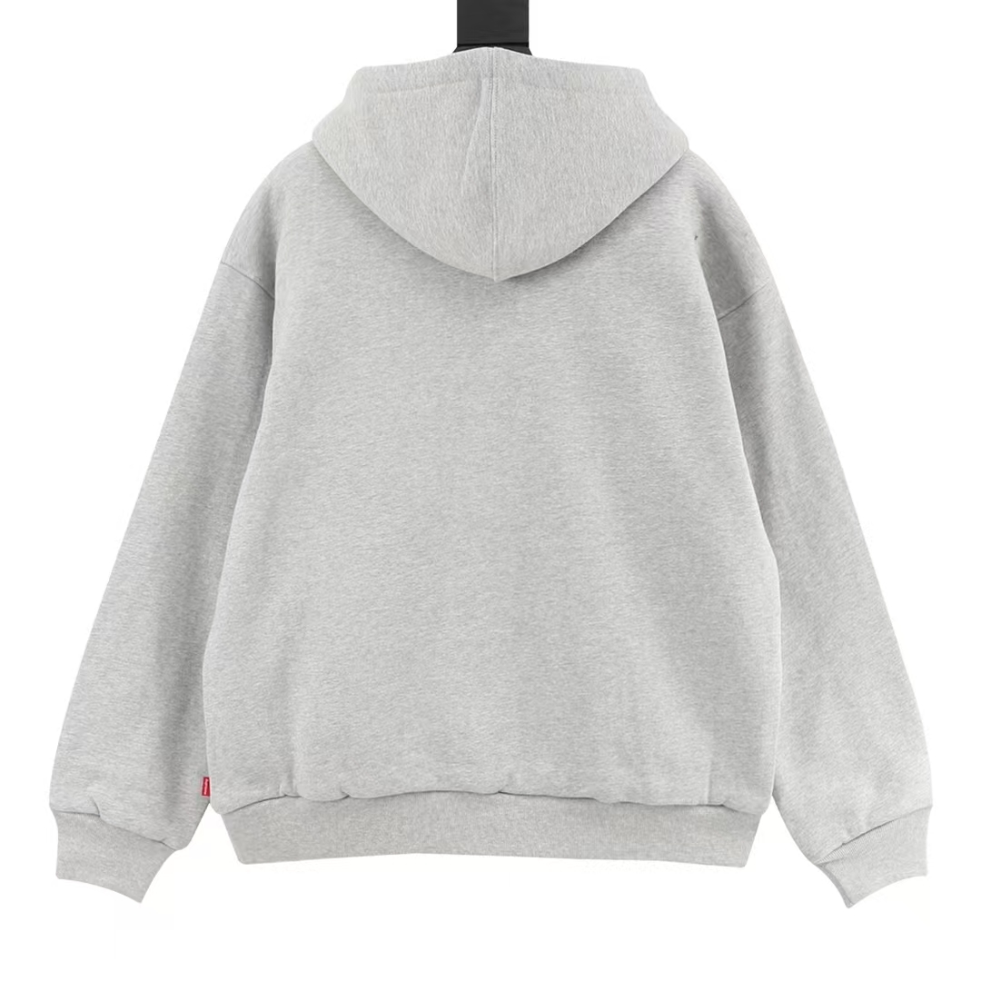 Supreme Definitive Logo Hoodie in Essential Grey