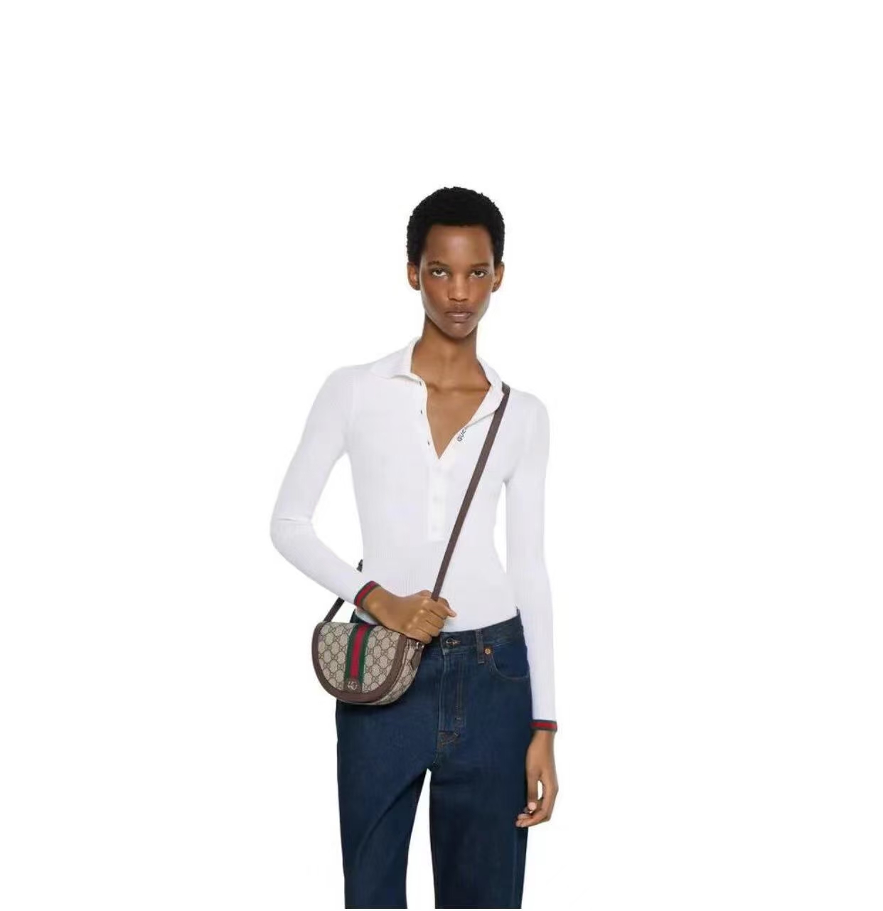 Gucci Ophidia Small Shoulder Bag in Beige/Dark Brown GG Coated Canvas