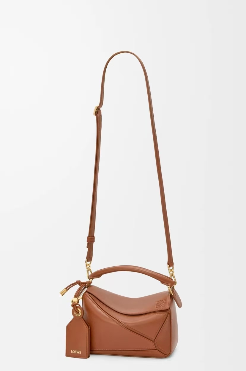 LOEWE Mini Featherlight Puzzle Bag in Walnut Napa Lambskin