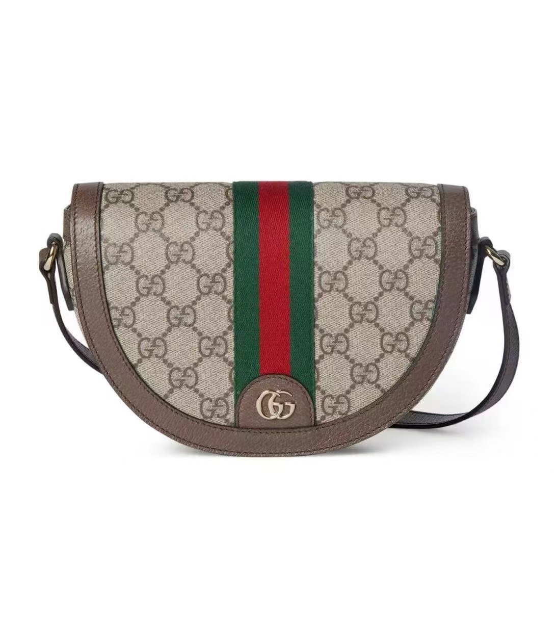 Gucci Ophidia Small Shoulder Bag in Beige/Dark Brown GG Coated Canvas