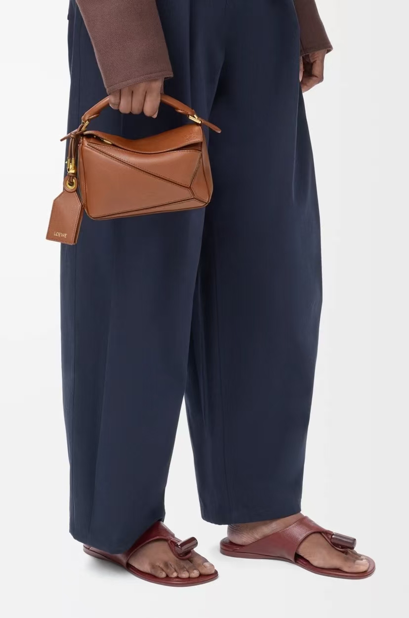 LOEWE Mini Featherlight Puzzle Bag in Walnut Napa Lambskin