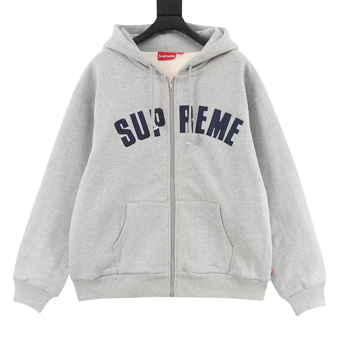 Supreme Definitive Logo Hoodie in Essential Grey