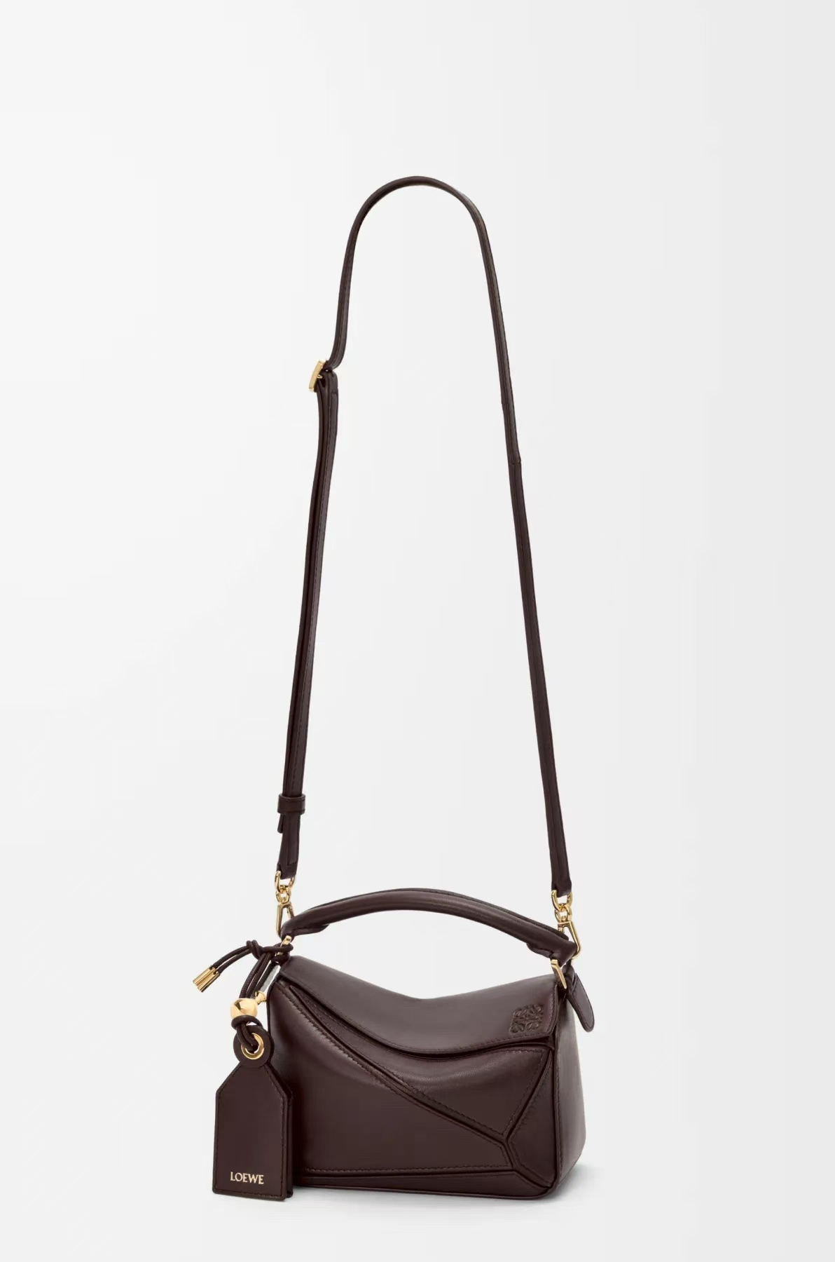 LOEWE Mini Puzzle Bag - Brownie, Geometric Design & Adjustable Strap