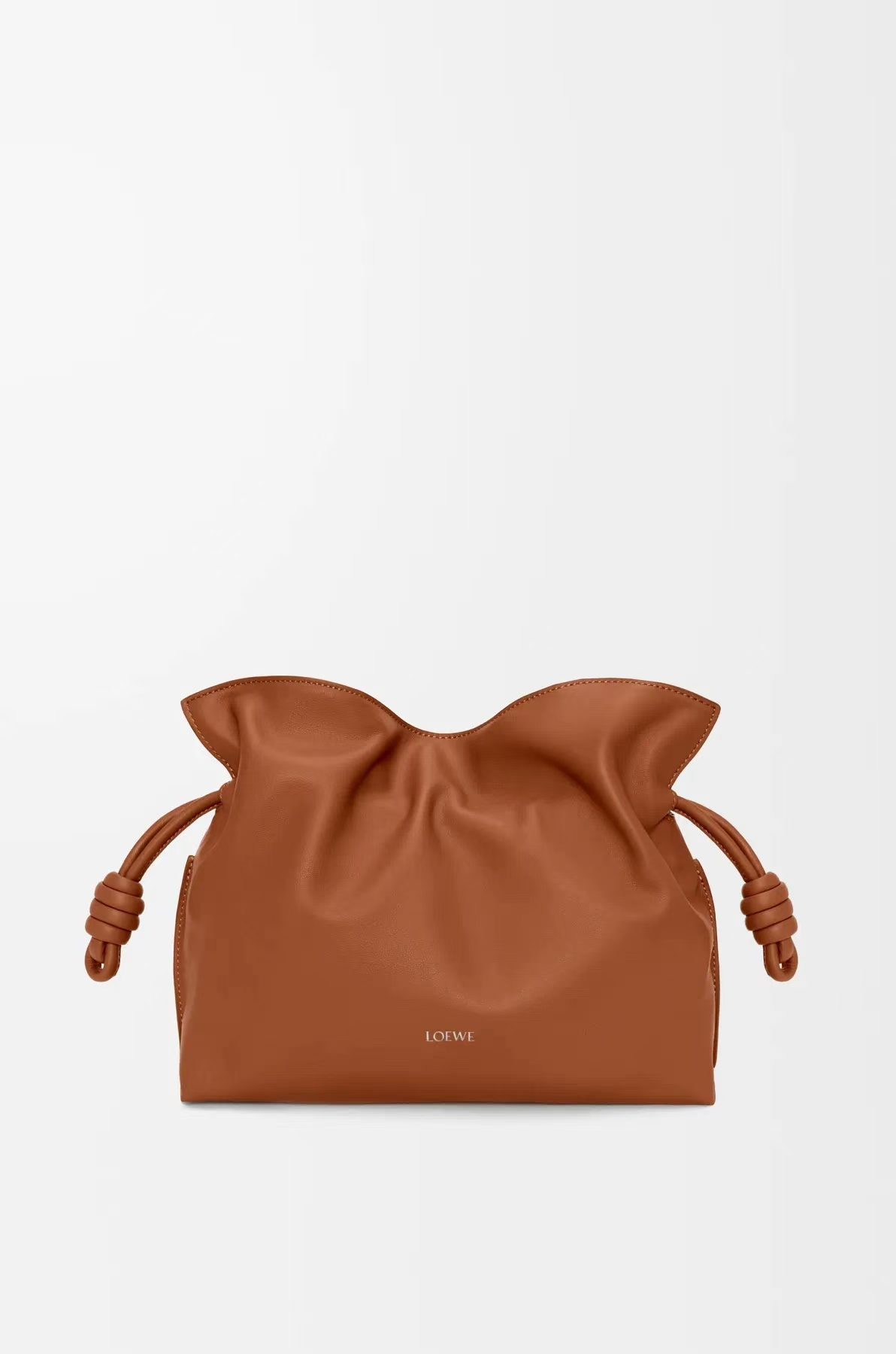 LOEWE Medium Flamenco Clutch in Squirrel Brown Napa Calfskin