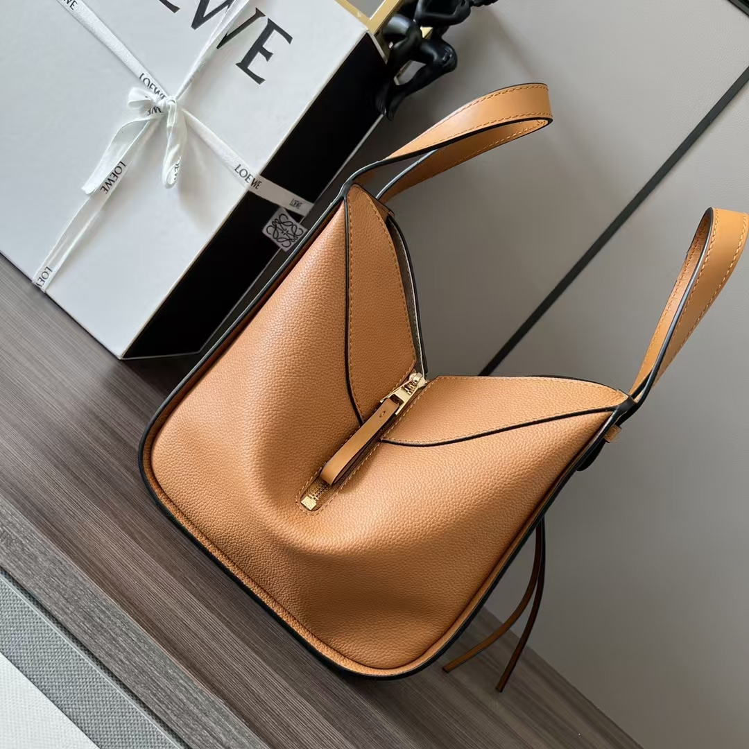 LOEWE Hammock Compact Bag - Tan, Classic Calfskin & Foldable Design