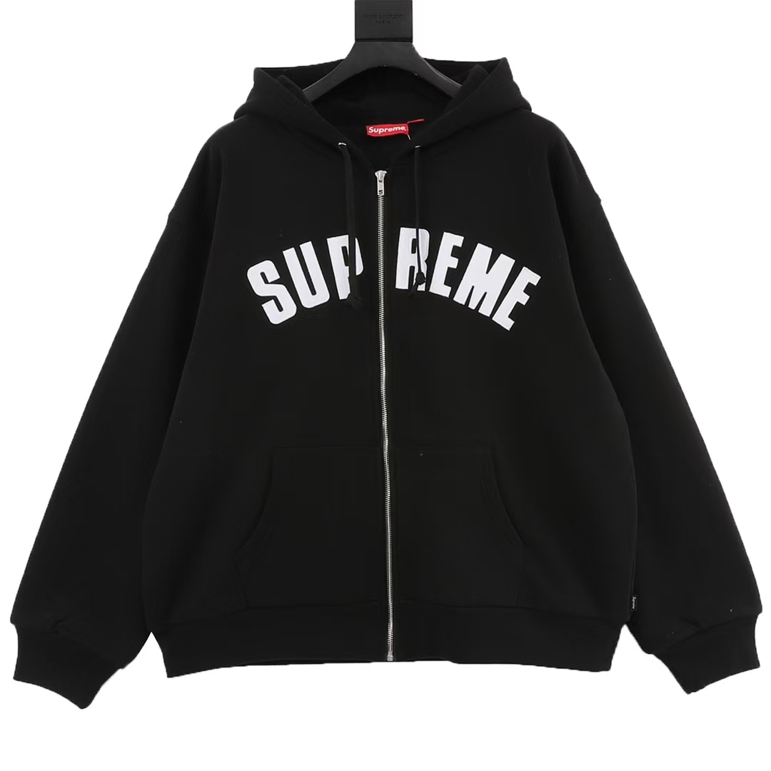 Supreme Iconic Black & White Logo Hoodie with Embroidery