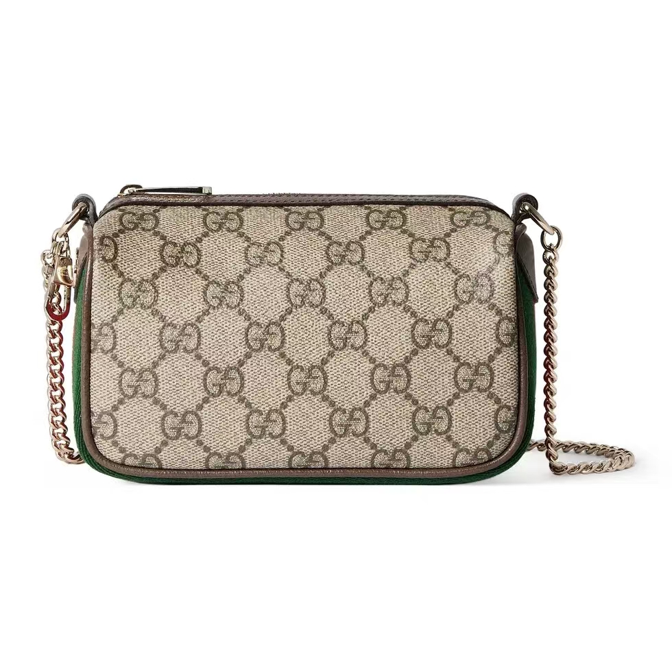 Gucci Ophidia Mini Handbag in Beige/Dark Brown GG Coated Canvas