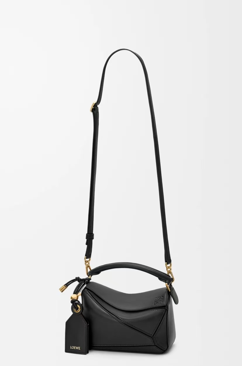 LOEWE Mini Featherlight Puzzle Bag in Black Napa Lambskin
