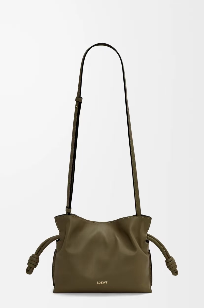 LOEWE Mini Flamenco Clutch - Deep Khaki Green, Napa Leather & Drawstring