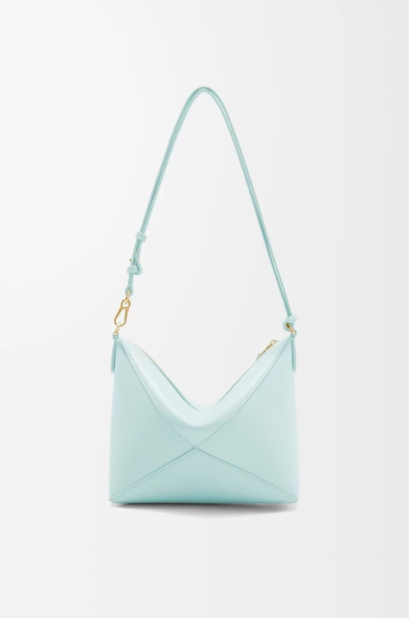 LOEWE Puzzle Fold Pouch - Glacier Blue, Glossy Nappa Leather & Geometric Fold