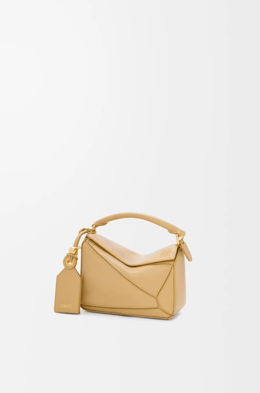 LOEWE Mini Featherlight Puzzle Bag in Dark Butter Napa Lambskin