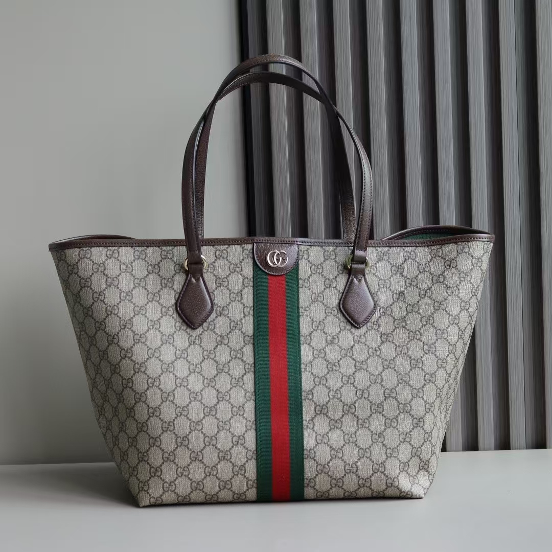 Gucci Ophidia Large Tote in Beige/Dark Brown GG Canvas