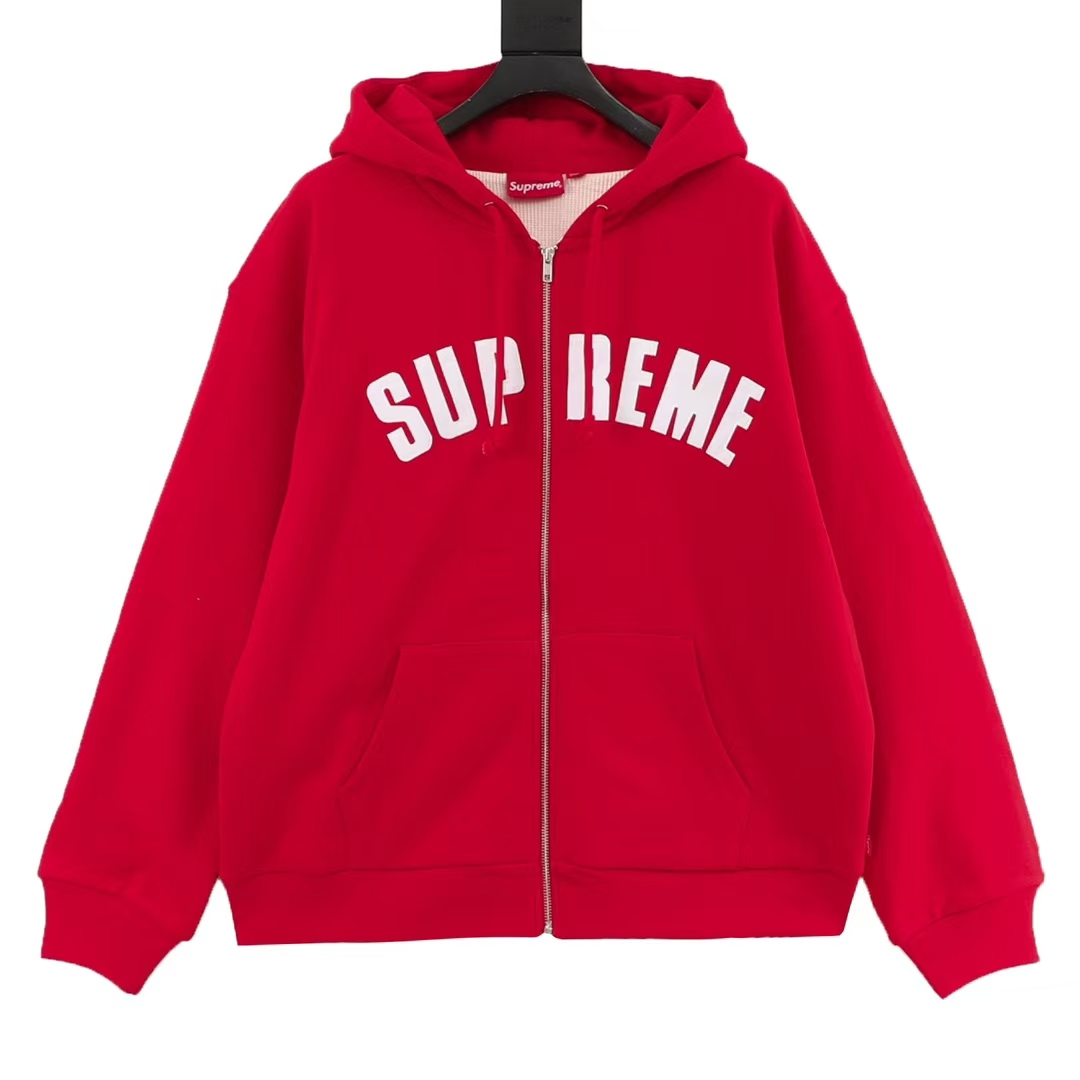 Supreme Archive Hoodie in Varsity Red with Embroidered Logo