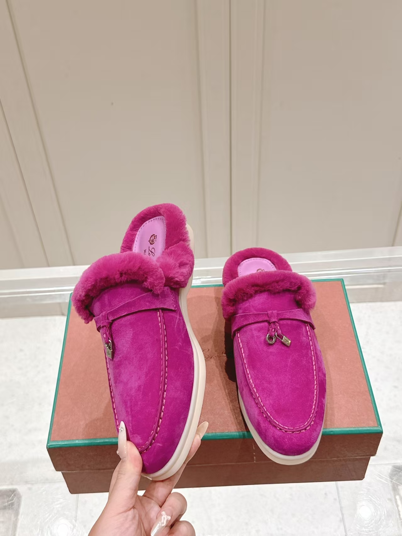 Loro Piana Lavender Shearling Loafer Mule | Backless Limited Edition Slipper