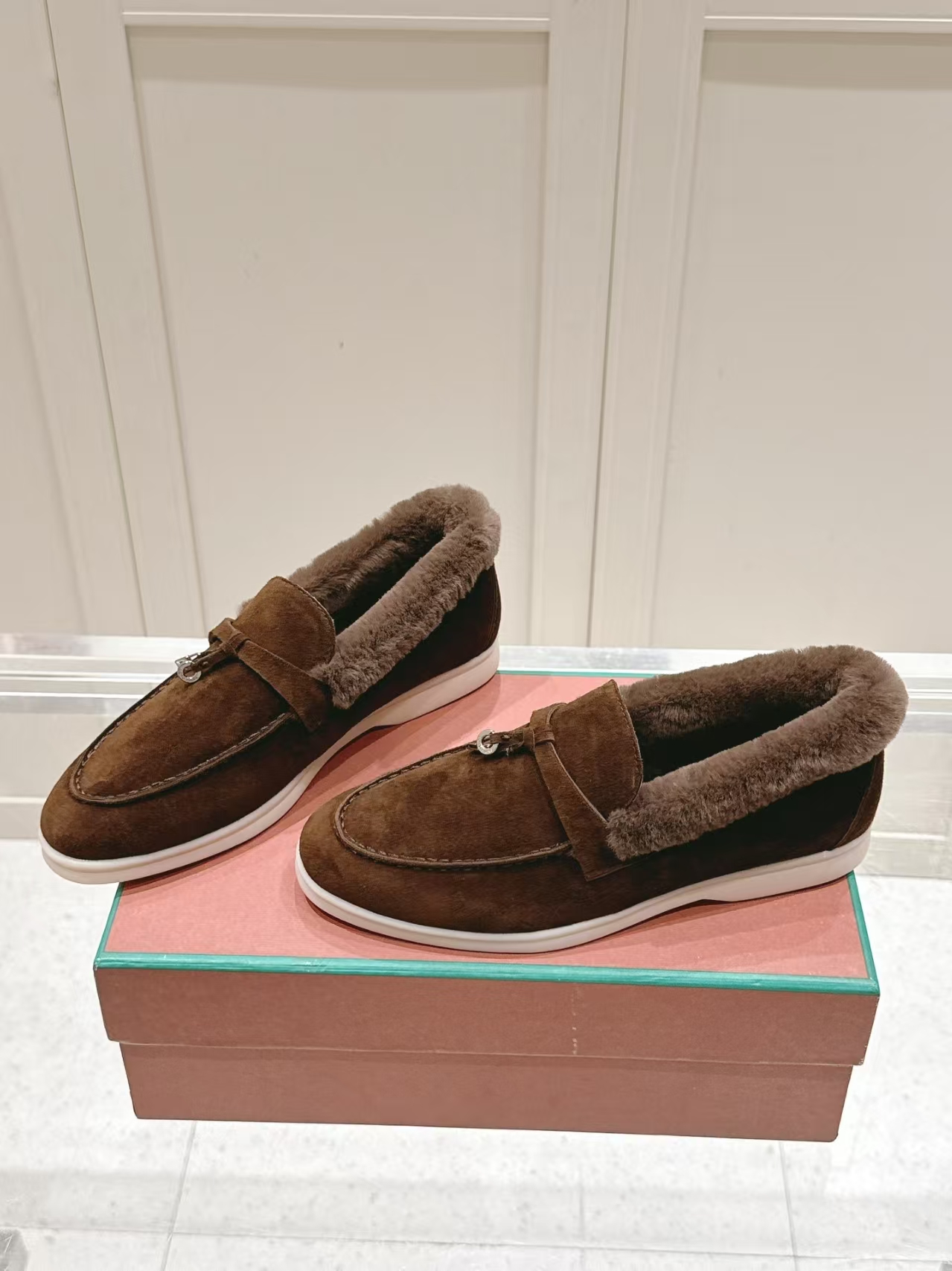 Loro Piana Shearling Loafer in Dark Brown