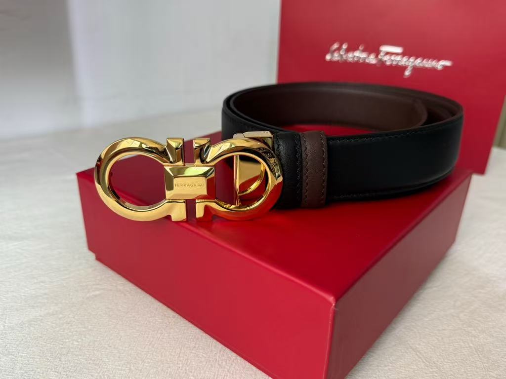 2-in-1 Reversible Belt | Adjustable Gancini Buckle & Double-Sided Leather Strap