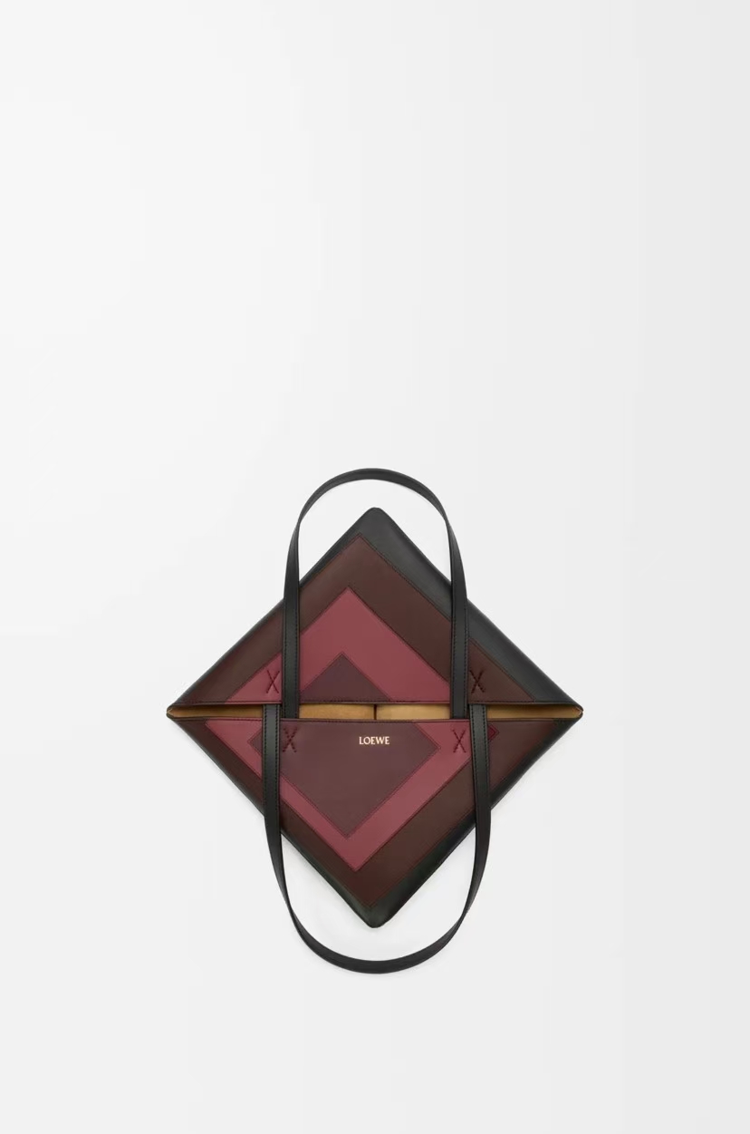 LOEWE Foldable Puzzle Bag - Medium, Black & Burgundy Nappa Leather