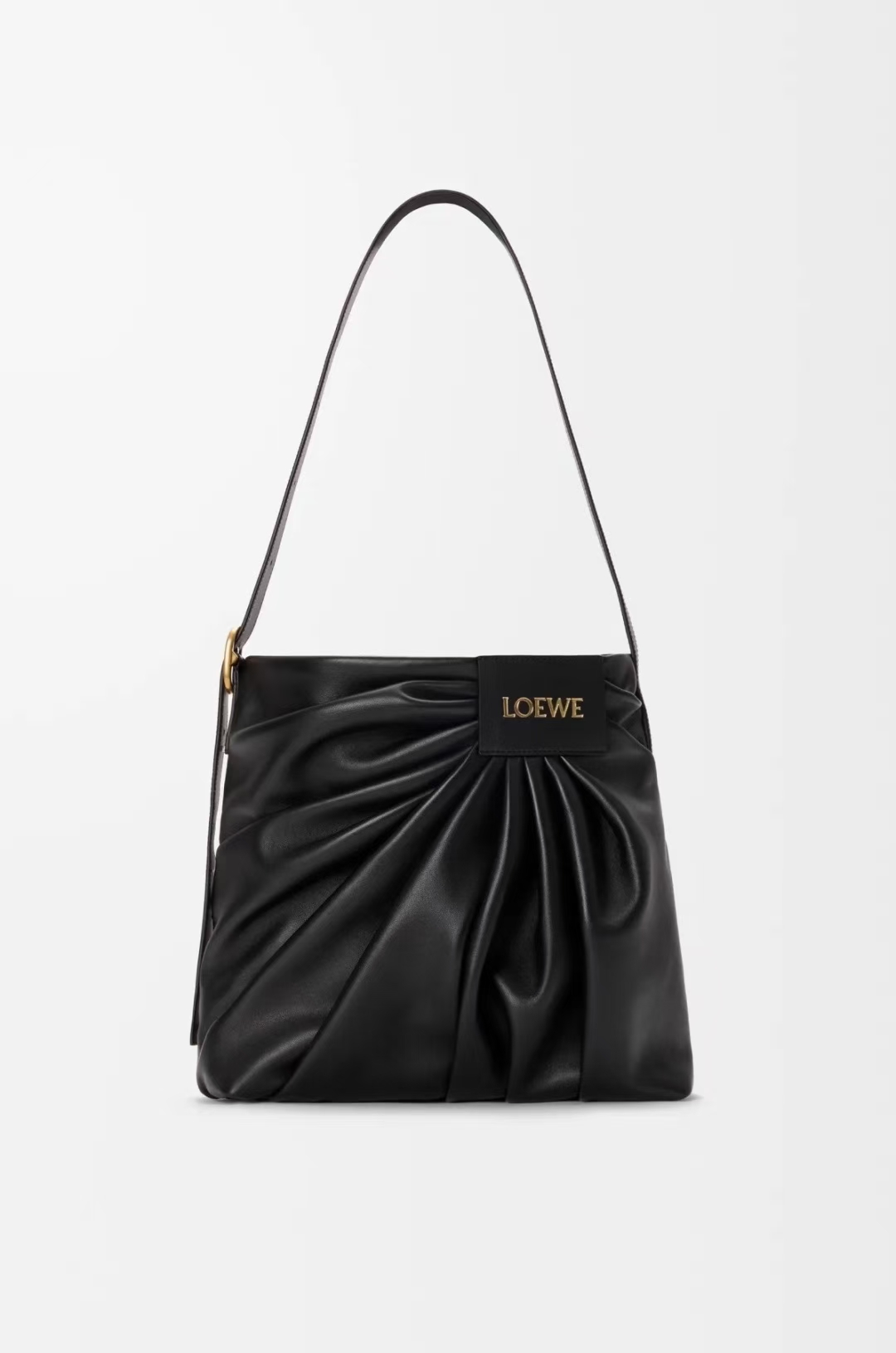 LOEWE Draped Shoulder Bag - Black, Soft Nappa Sheepskin