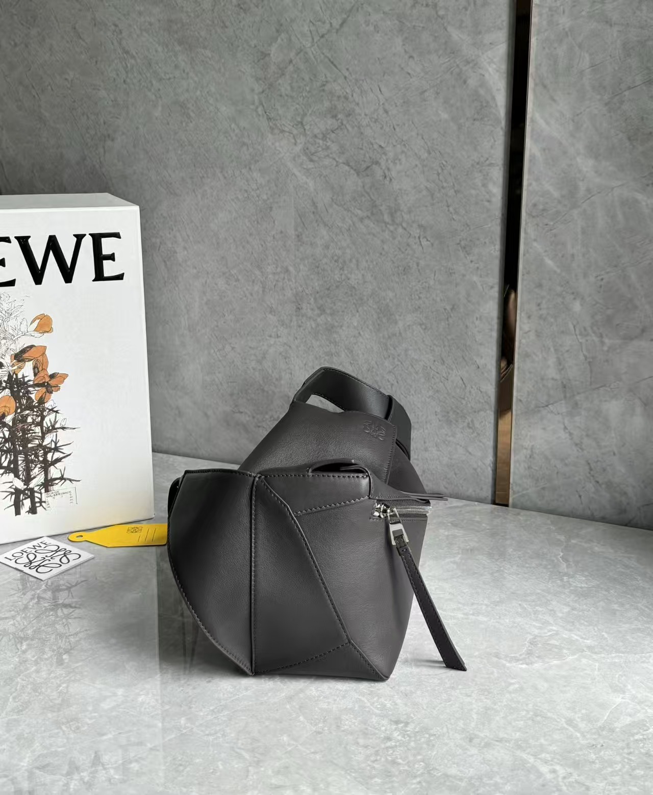 LOEWE Belt Bag - Small, Puzzle Edge Design, Dark Gray Leather