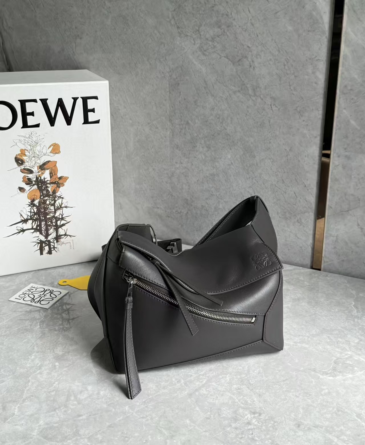 LOEWE Belt Bag - Small, Puzzle Edge Design, Dark Gray Leather