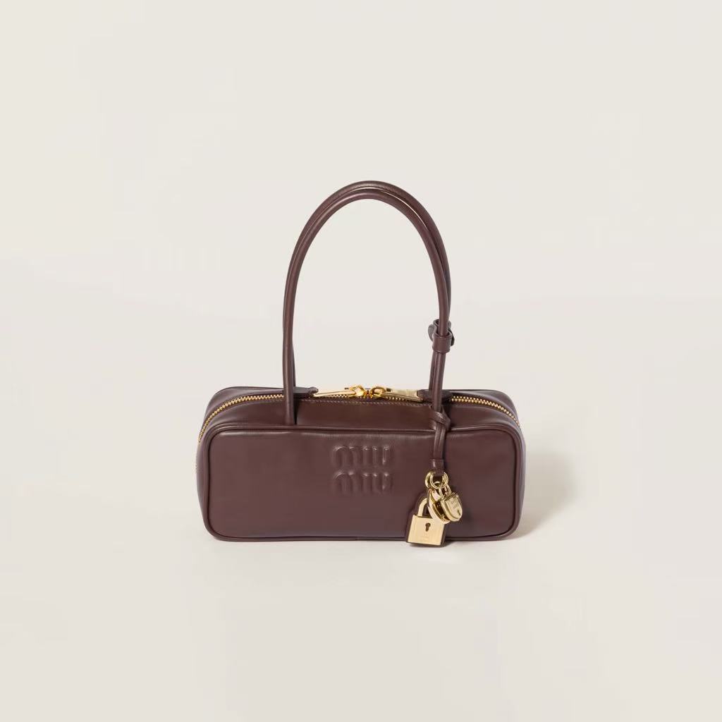 Miu Miu Portable Genuine Cowhide Leather Shoulder Bag Duffle Handbag