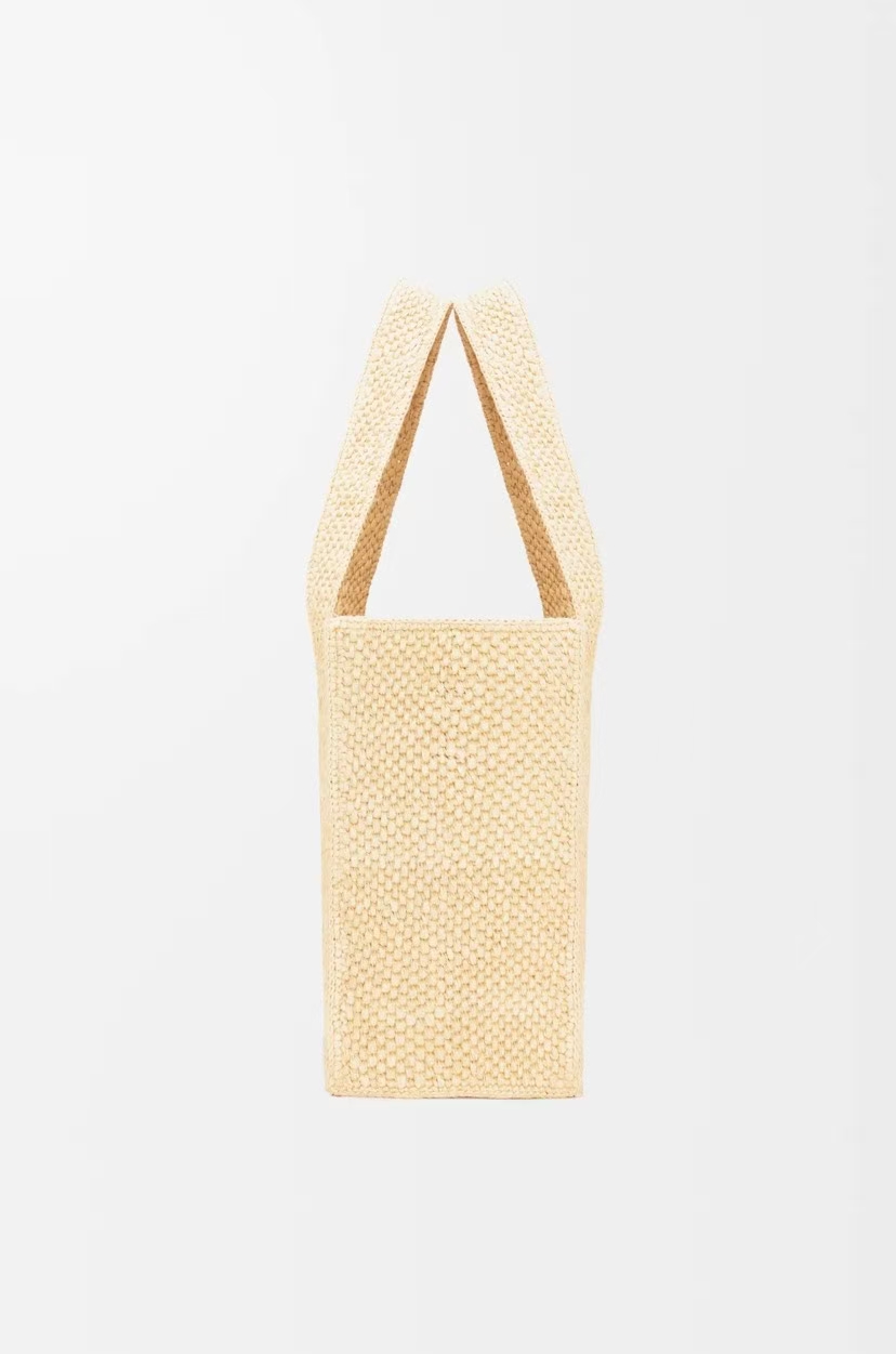 LOEWE Font Tote Bag - Medium, Natural Raffia & Logo Print