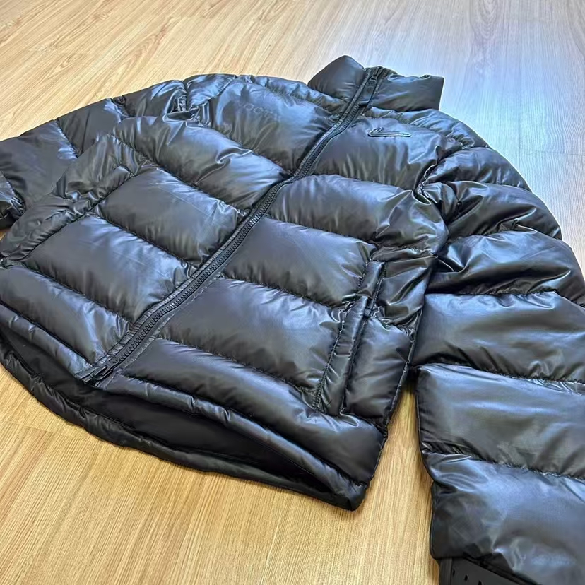 Nike Collaborative Solid Color Stand Collar Puffer Jacket - Minimalist Winter Coat