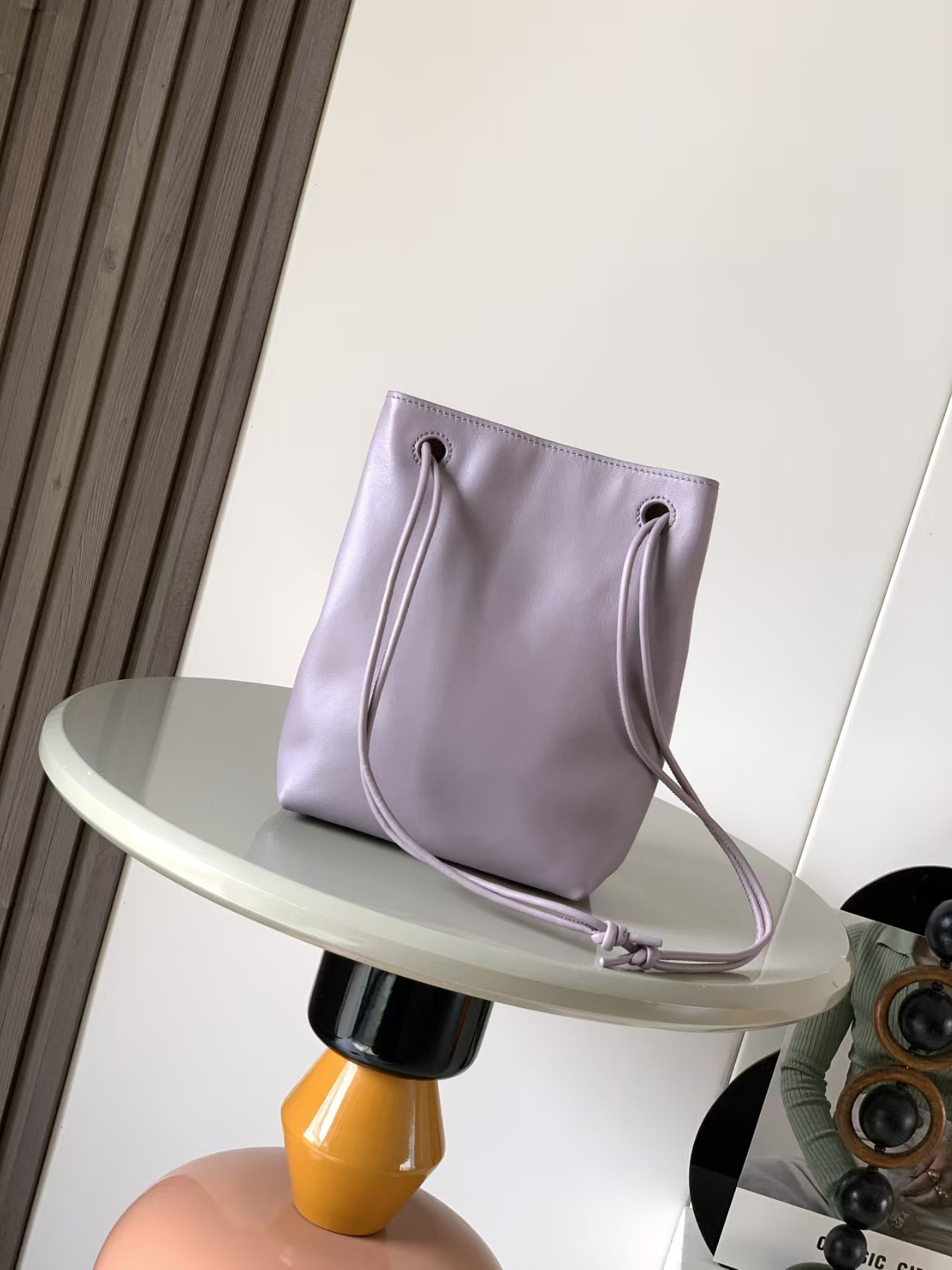 LOEWE Pebble Motif Pouch - Gray-Purple, Smooth Calfskin