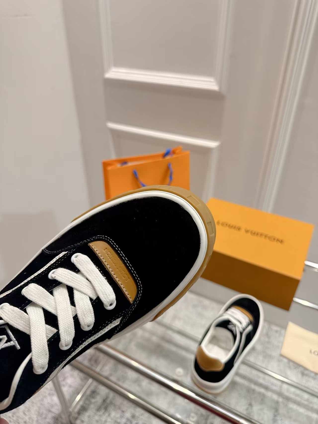 LOUIS VUITTON Tilted Sneaker in Black with Chunky Platform