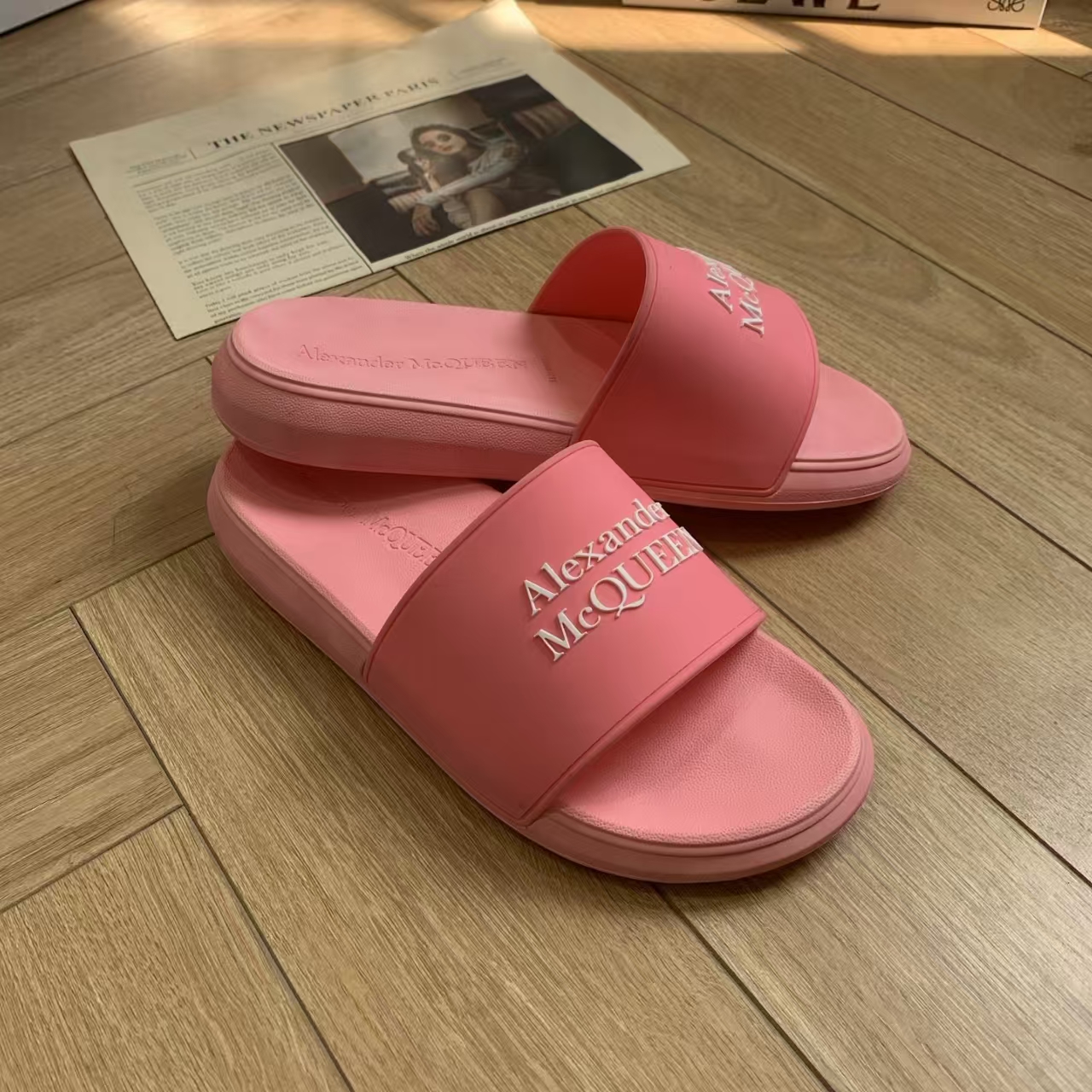 Alexander McQueen Blush Pink Slide Sandal | Embellished Luxury Slipper