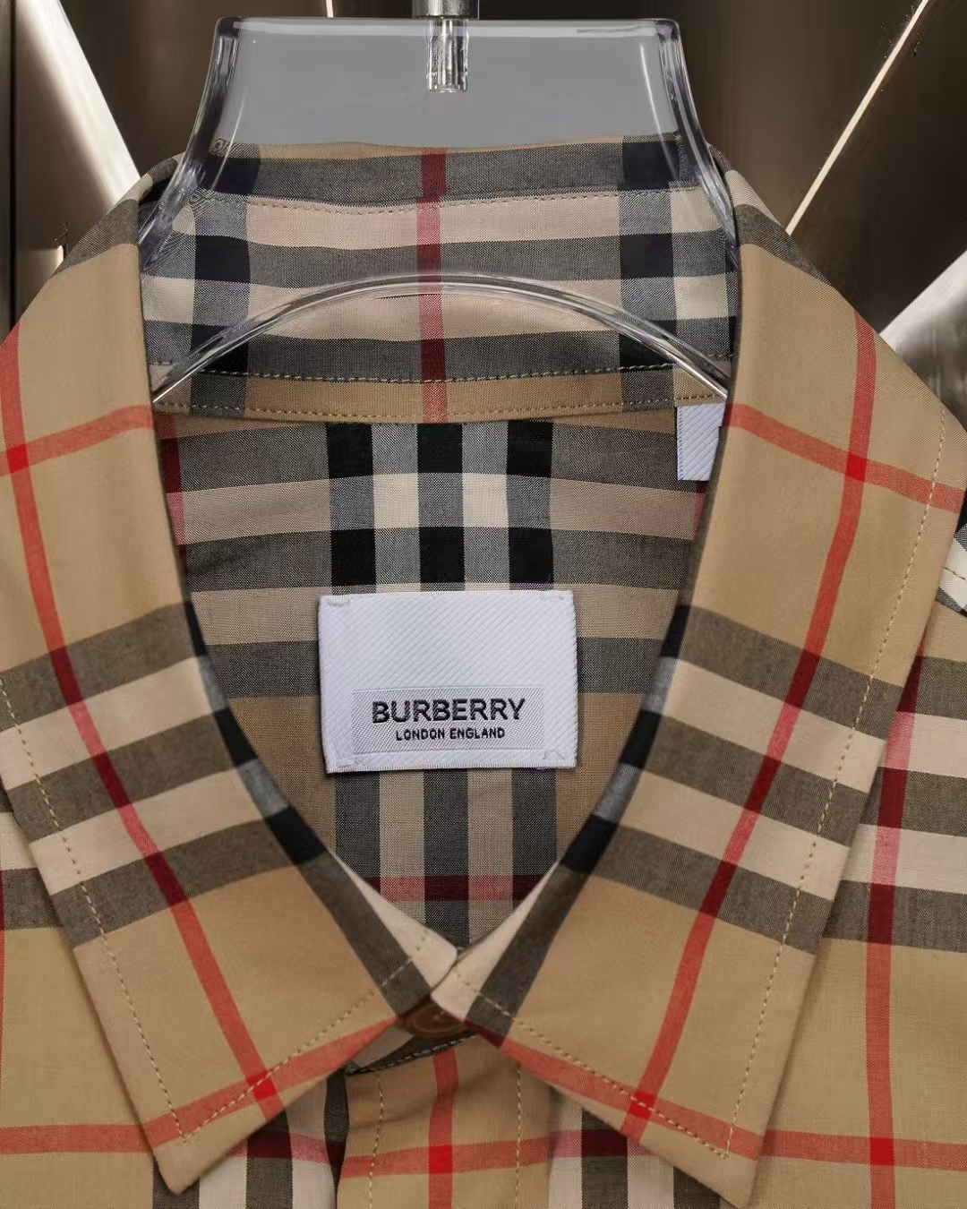 Burberry Unisex Check Shirt with Contrast Lettering