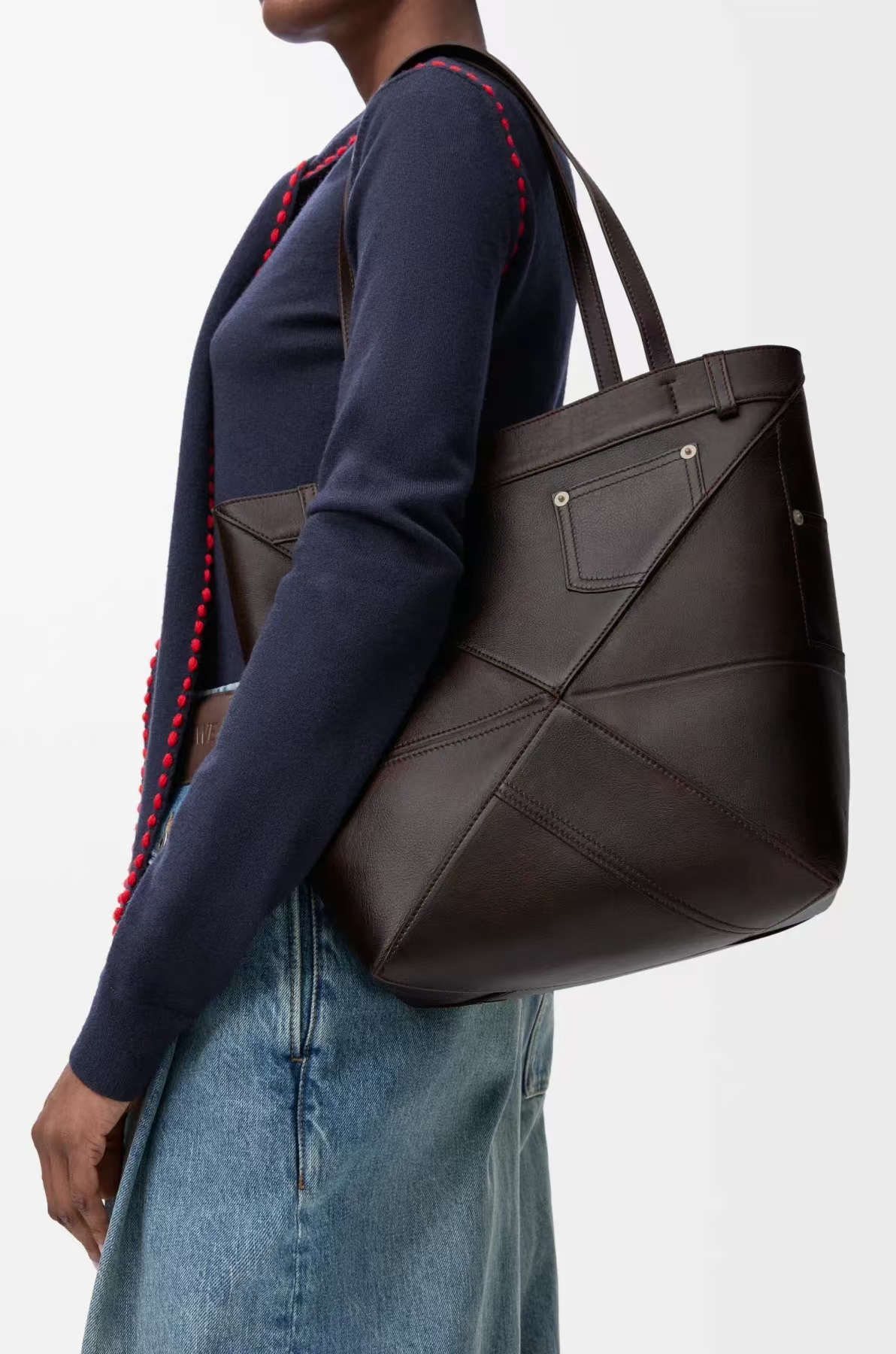 LOEWE Foldable Panta Bag - Medium, Vintage Brown & Shiny Calfskin