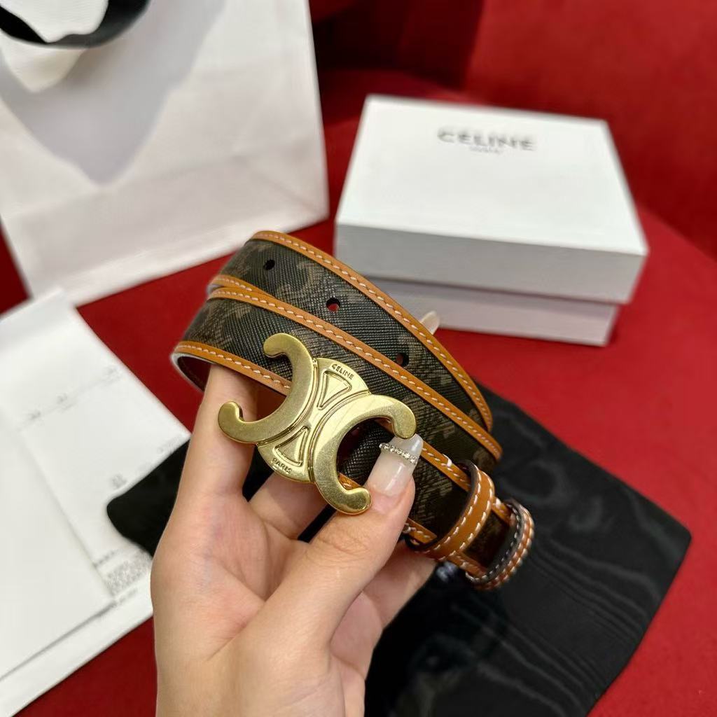 Signature TRIOMPHE Logo Print Belt | Medium Width Styling Essential