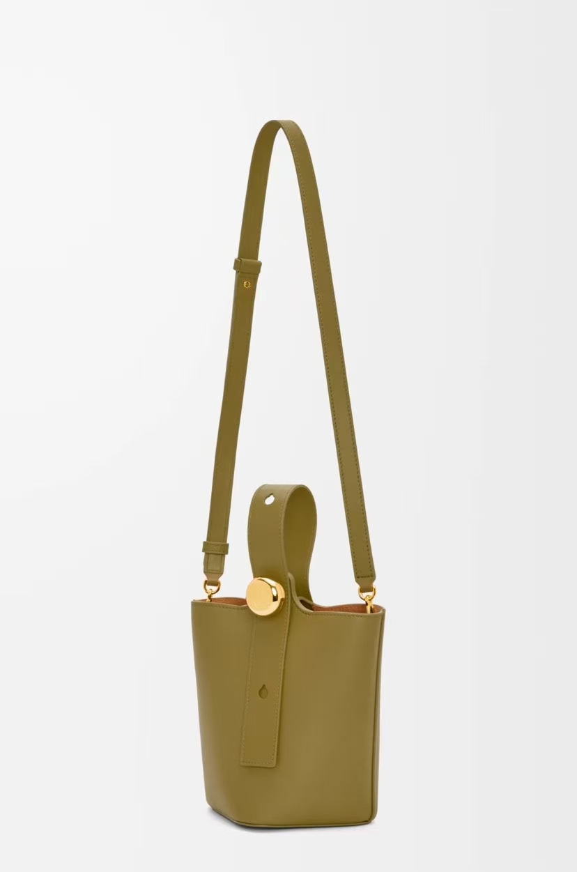 LOEWE Mini Bucket Bag - Olive Green, Smooth Leather & Donut Chain