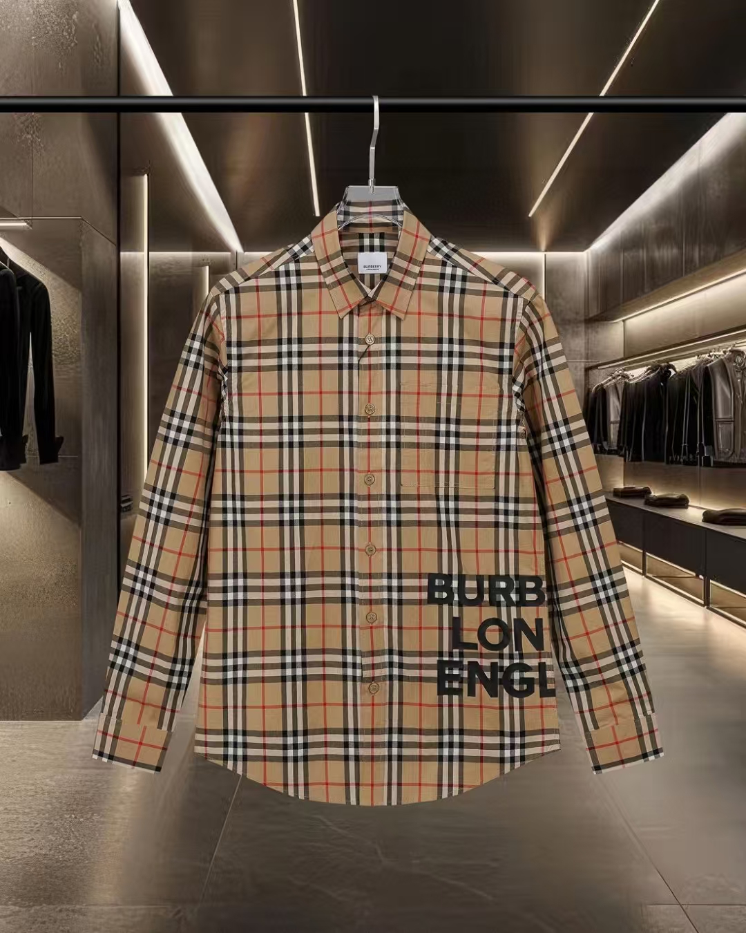 Burberry Unisex Check Shirt with Contrast Lettering