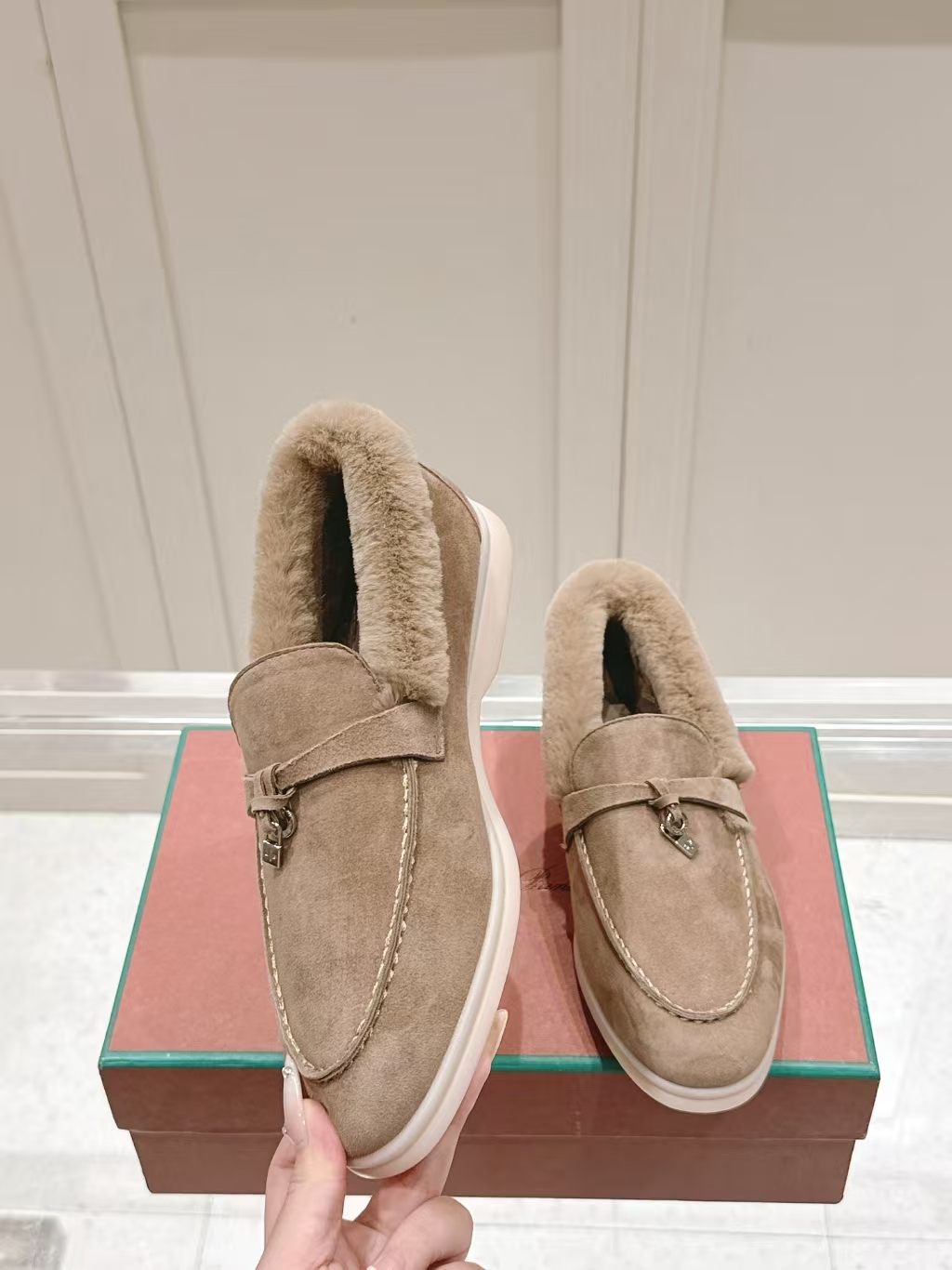 Loro Piana Shearling Loafer in Khaki