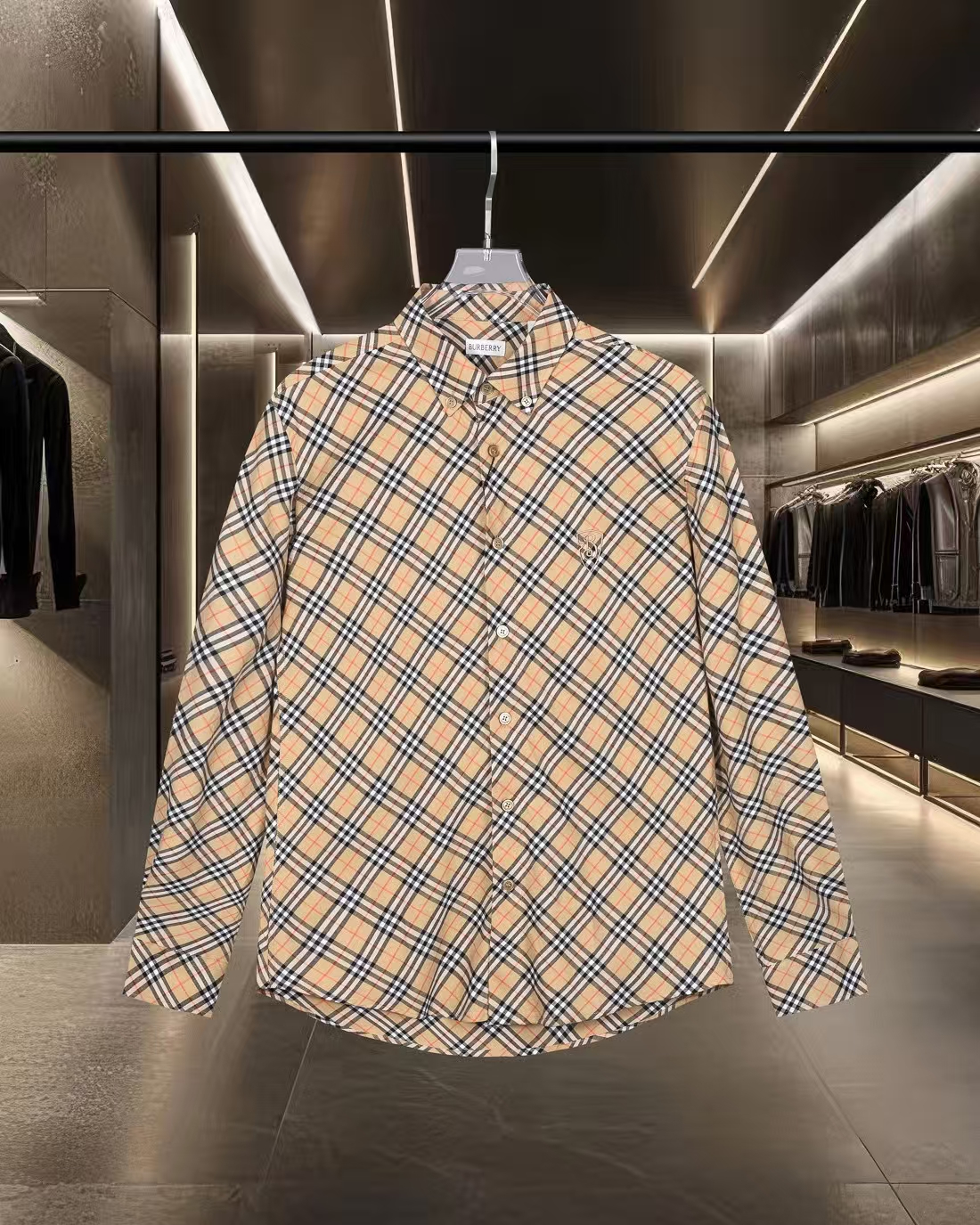 Burberry Heather Twill Shirt in Khaki and Blue