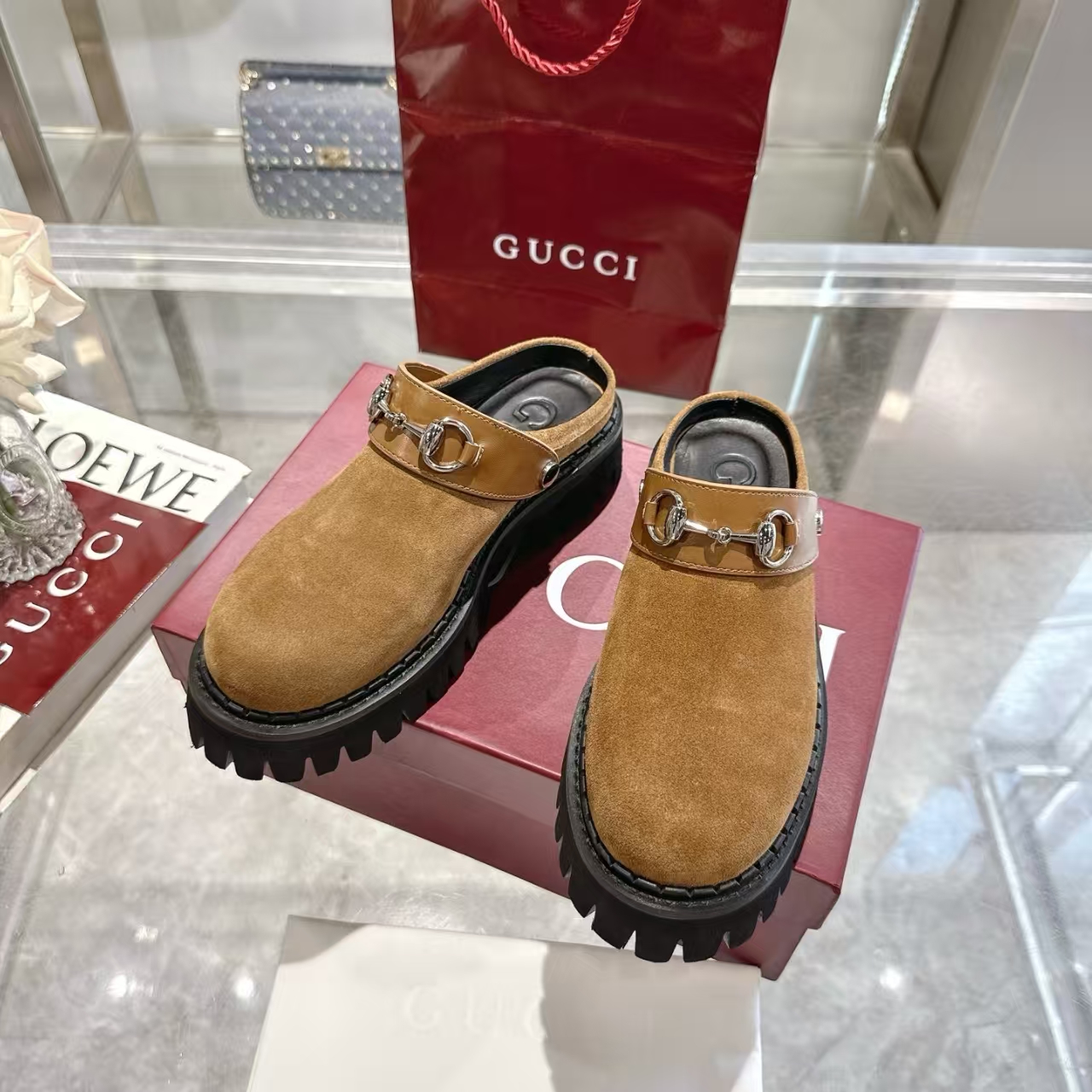 Gucci Horsebit Women's Brown Suede Mule | Slip-On Leather Loafers