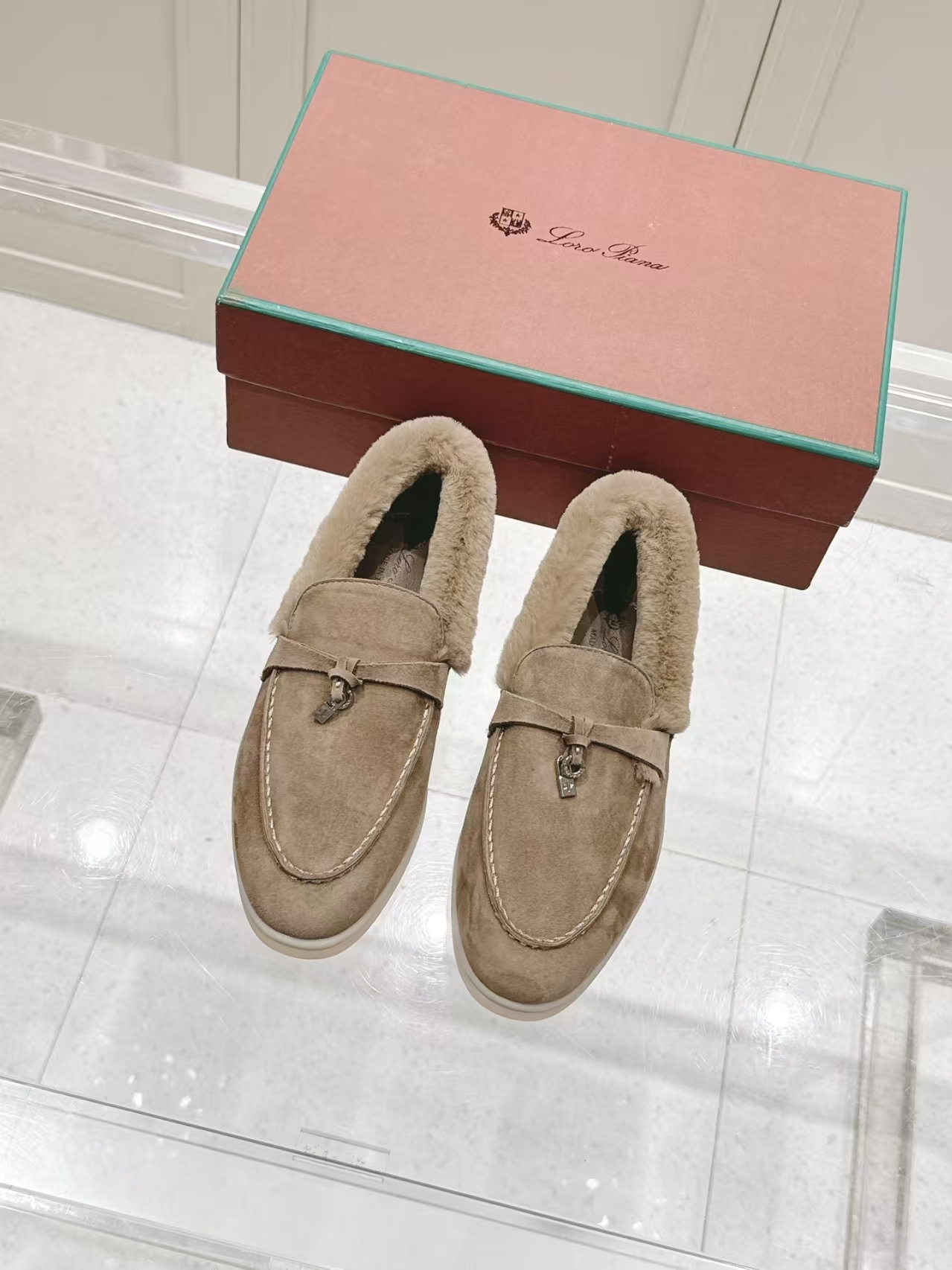 Loro Piana Shearling Loafer in Khaki