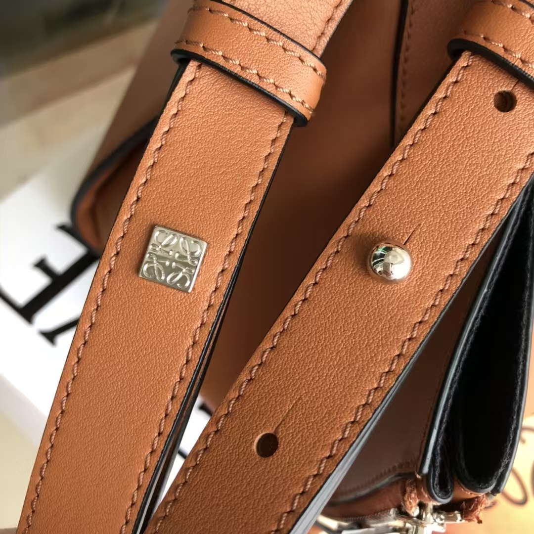 LOEWE Hammock Compact Bag - Tan, Classic Calfskin & Foldable Design