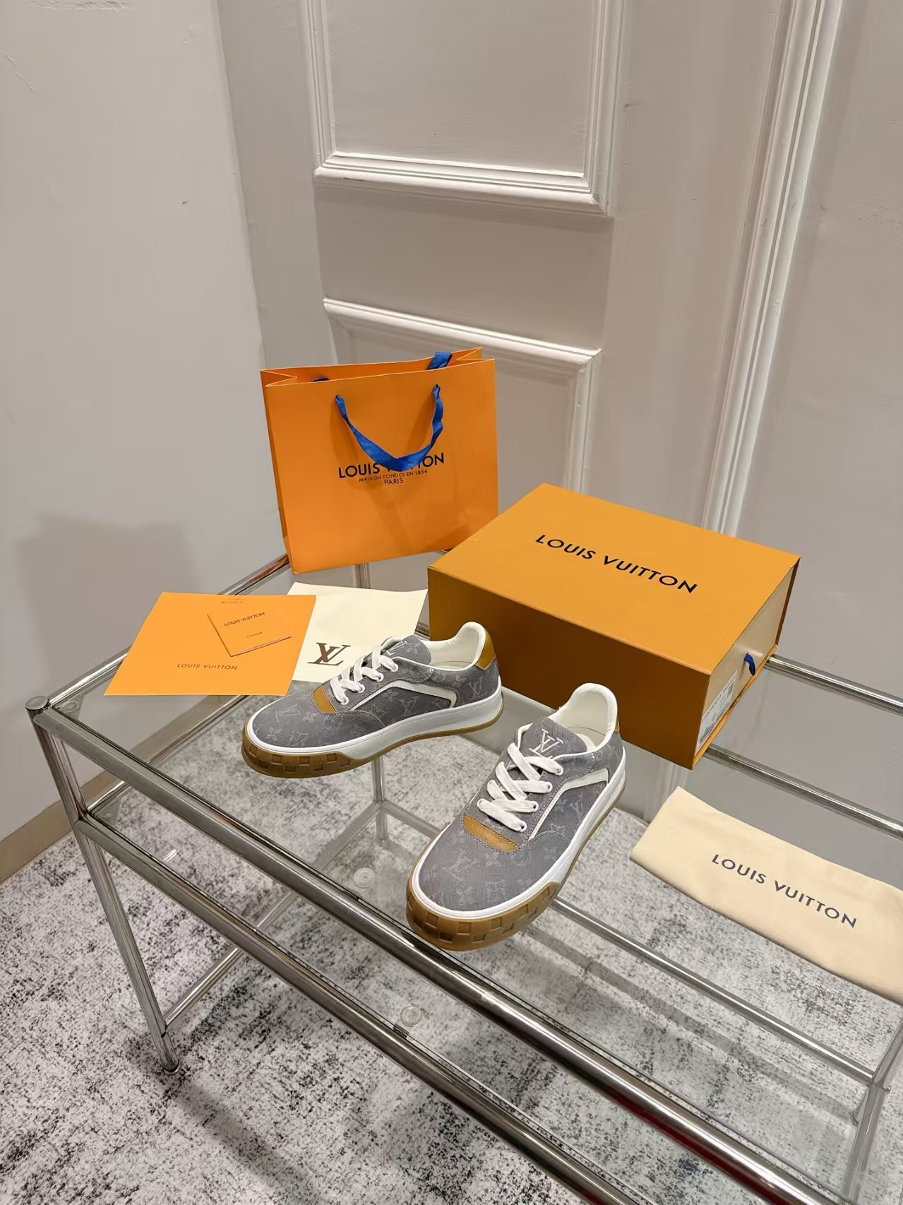 LOUIS VUITTON Tilted Sneaker in Light Grey with Chunky Sole