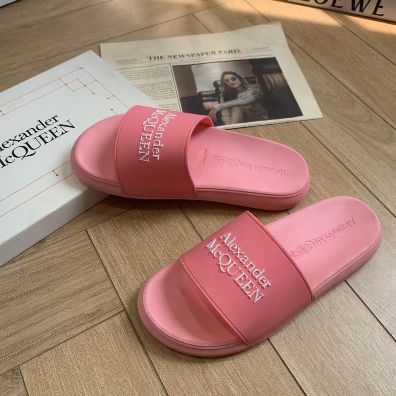 Alexander McQueen Blush Pink Slide Sandal | Embellished Luxury Slipper