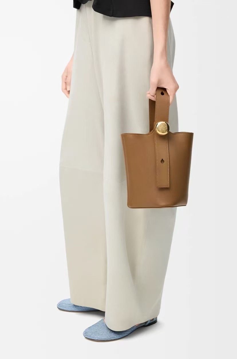 LOEWE Mini Bucket Bag - Oak Brown, Smooth Leather & Donut Chain