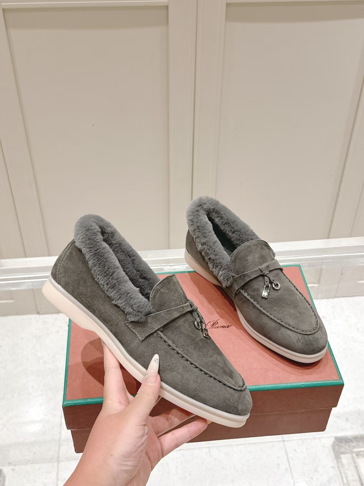 Loro Piana Shearling Loafer in Grey