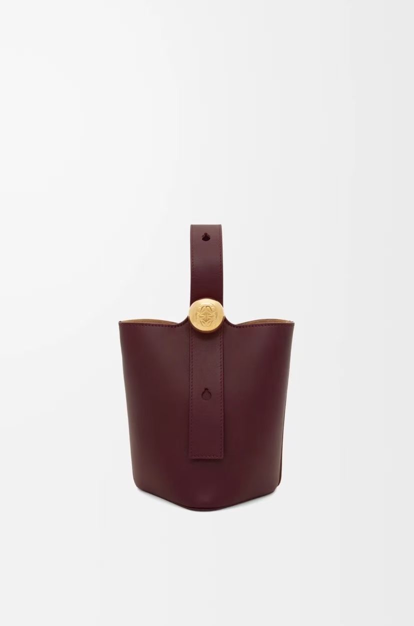 LOEWE Mini Bucket Bag - Dark Burgundy, Smooth Leather & Donut Chain