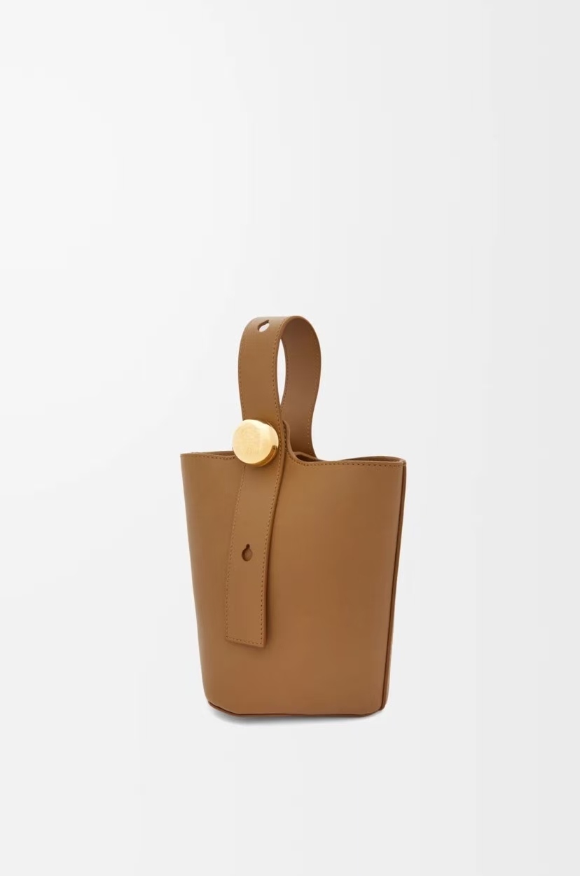 LOEWE Mini Bucket Bag - Oak Brown, Smooth Leather & Donut Chain